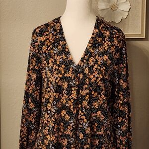 Vince Camuto Black and Orange Floral Dress